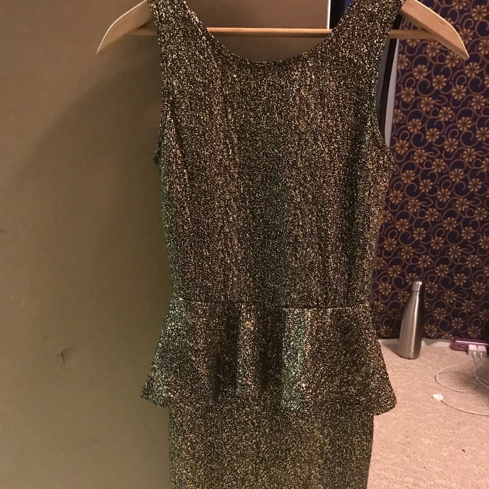 Black and gold mini dress